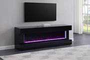 Coaster Furniture Vallerie Black 71 Inch TV Stand with Flame Box