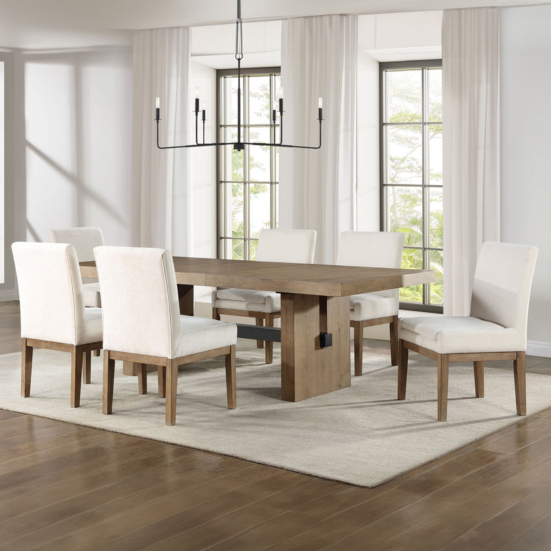 Steve Silver Aubrey Brown 7pc Upholstered Dining Set