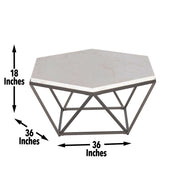 Steve Silver Corvus White Marble Top Hexagon Cocktail Table
