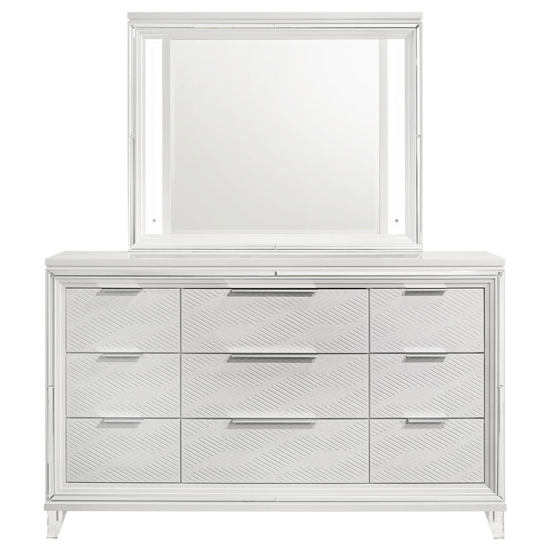 Coaster Furniture Marmore White Dresser and LED Mirror