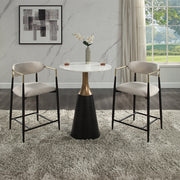 2 Acme Furniture Jaramillo Beige Counter Height Chairs