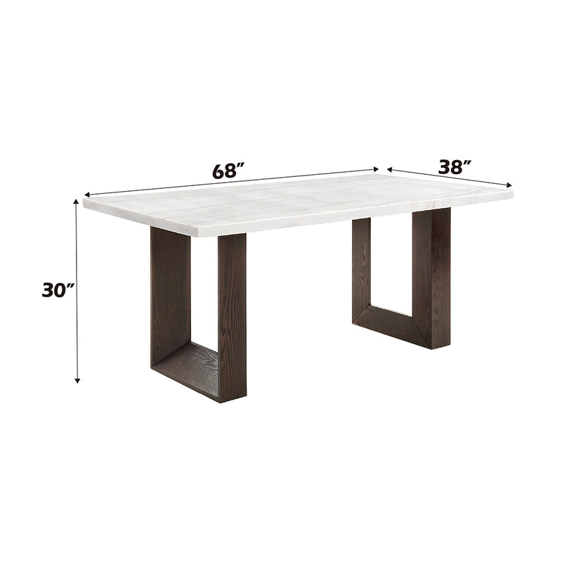 Acme Furniture Edwyn White Natural Espresso Dining Table
