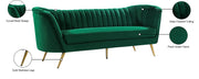 Meridian Furniture Margo Green Velvet Sofa