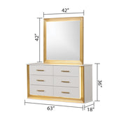Galaxy Home Obsession White Gold 6 Drawers Dresser