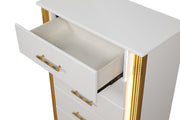 Galaxy Home Obsession White Gold 5 Drawers Chest