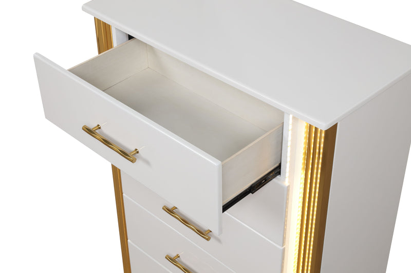 Galaxy Home Obsession White Gold 5 Drawers Chest