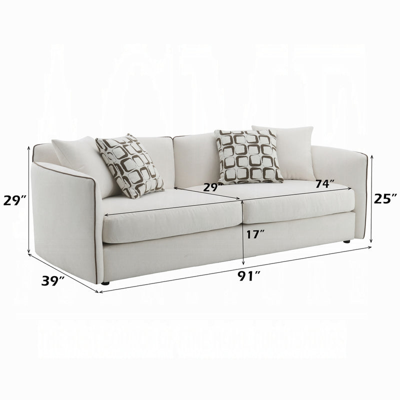Acme Furniture Yolanda Beige Sofa with 4 Pillows