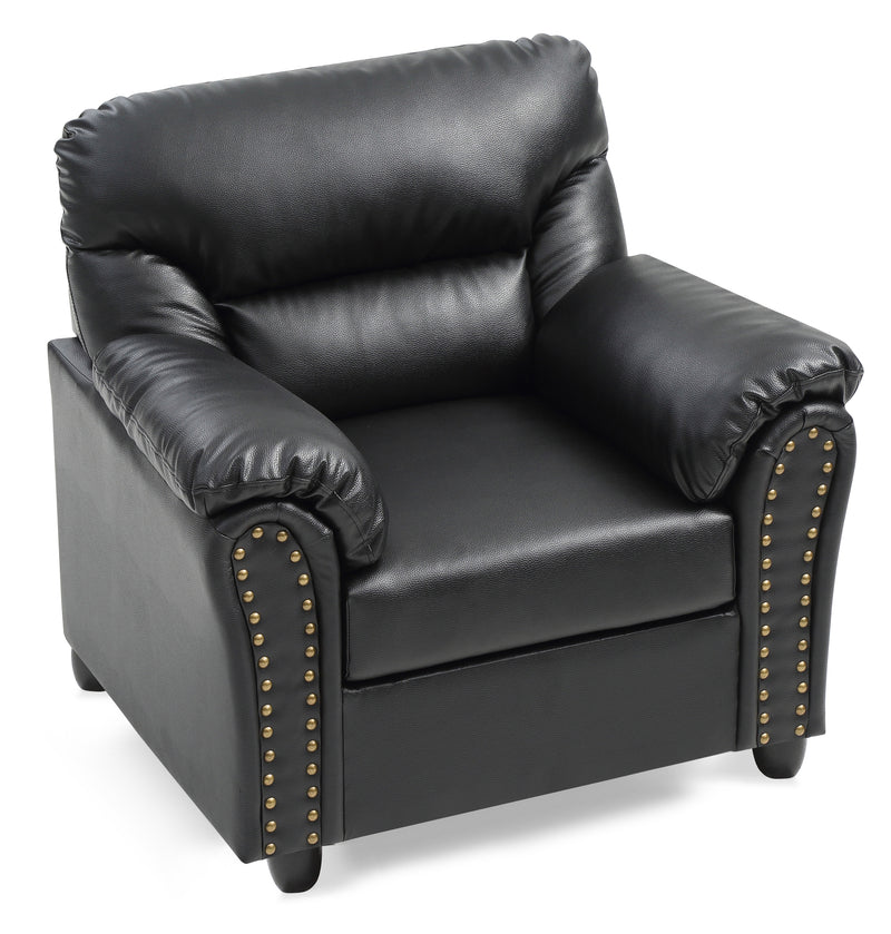 Glory Furniture Olney Black Faux Leather 3pc Living Room Set