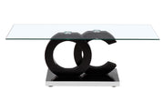 Global Furniture T2207 Black Clear Silver Coffee Table