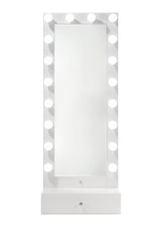 Crown Mark Luxo White Tall Lighted Drawer Box Mirror