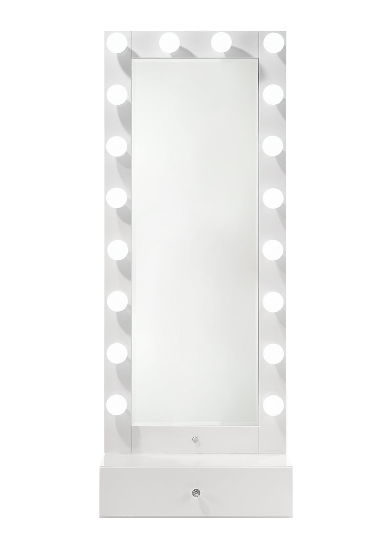 Crown Mark Luxo White Tall Lighted Drawer Box Mirror