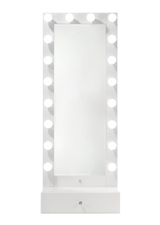 Crown Mark Luxo White Tall Lighted Drawer Box Mirror