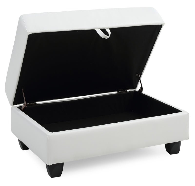 Glory Furniture Revere White Faux Leather Ottoman