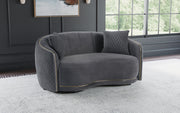 Coaster Furniture Brookside Dark Grey Velvet Curved Loveseat