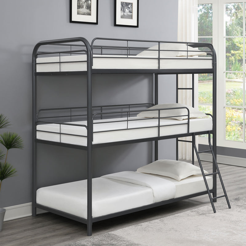 Coaster Furniture Garner Gunmetal Triple Twin Bunk Bed