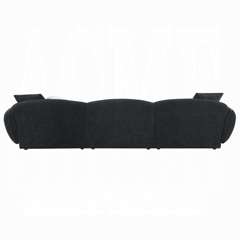 Acme Furniture Lucifer Black Sectional Sofa with 3 Pillows
