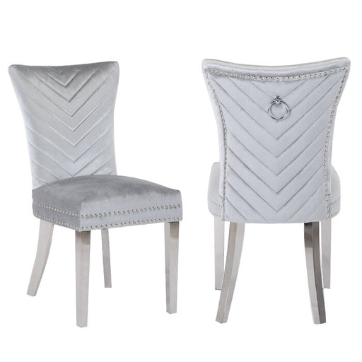 2 Galaxy Home Eva Silver Velvet Dining Chairs