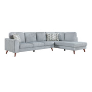 Home Elegance Broadway Blue 2pc Sectional with Right Chaise