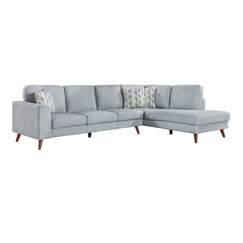 Home Elegance Broadway Blue 2pc Sectional with Right Chaise