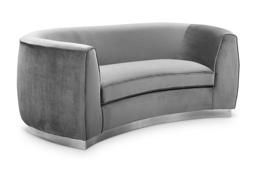 Meridian Furniture Julian Grey Velvet Chrome Loveseat