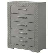 Coaster Furniture Ives Grey High Gloss 5 Drawer Chest