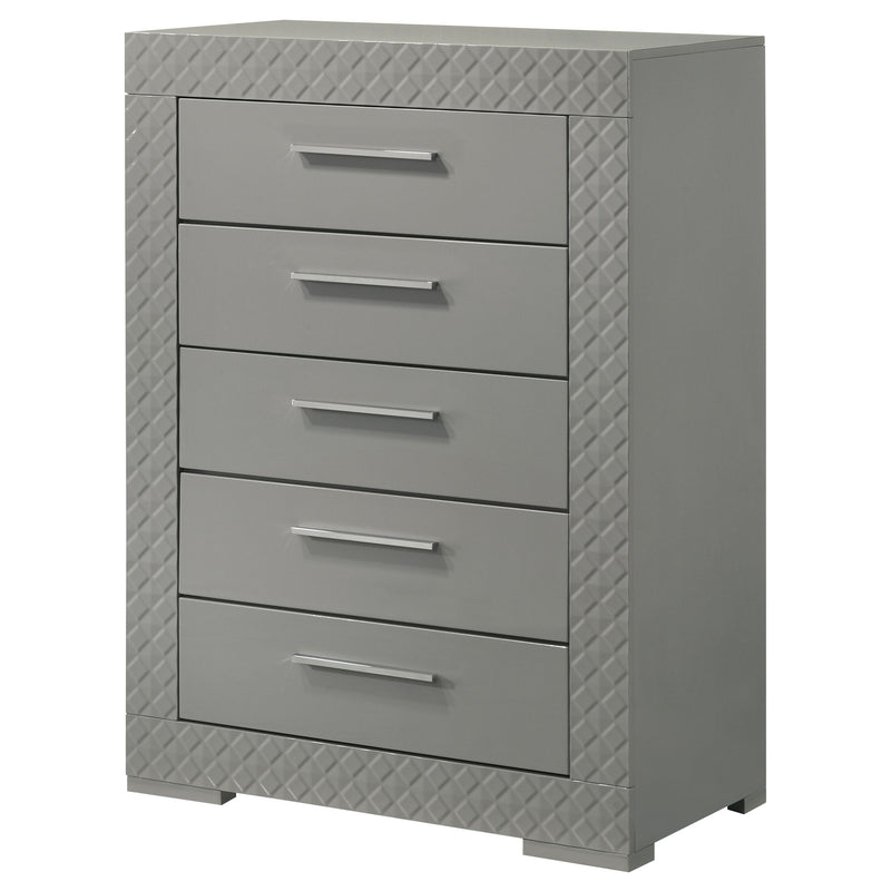 Coaster Furniture Ives Grey High Gloss 5 Drawer Chest