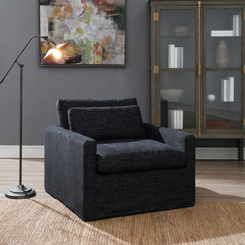 Acme Furniture Frederick Dark Gray Swivel Chair with Pillow