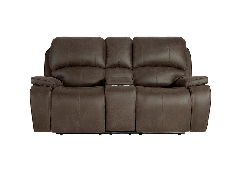 New Classic Furniture Brooking Brown Power Console Loveseat