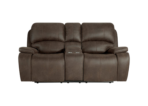 New Classic Furniture Brooking Brown Power Console Loveseat