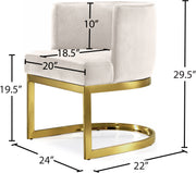 Meridian Furniture Gianna Cream Velvet Gold Dining Chair