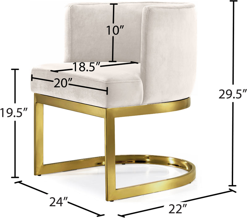 Meridian Furniture Gianna Cream Velvet Gold Dining Chair