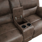 Home Elegance Proctor Brown Double Reclining Love Seat with Console