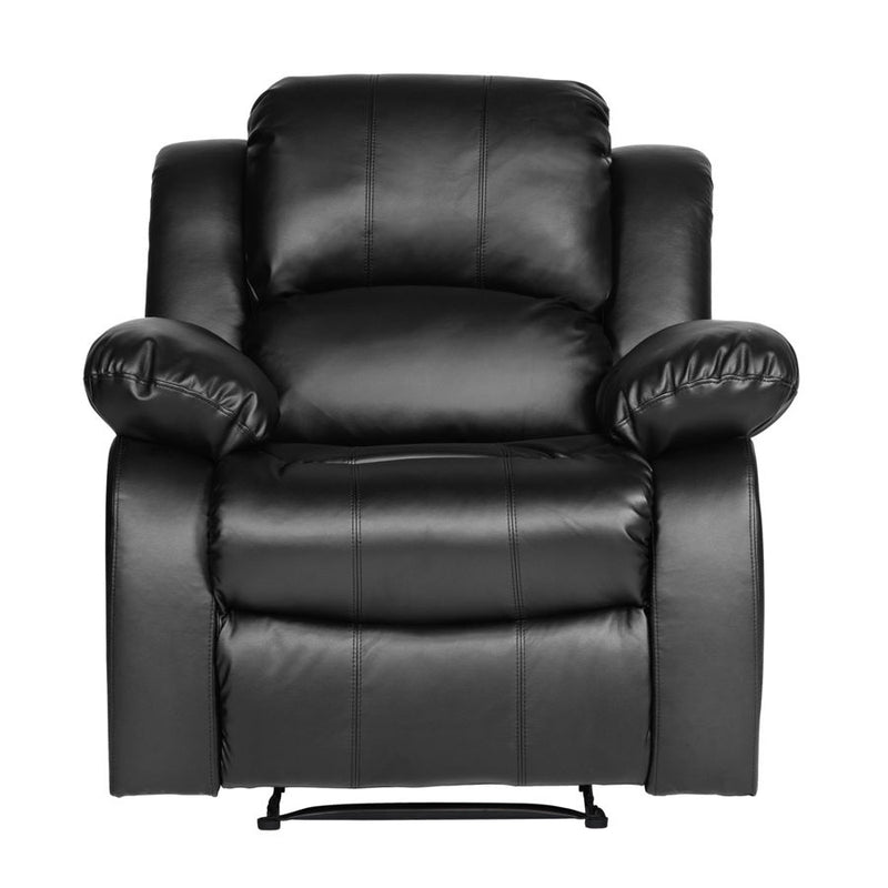 Home Elegance Cranley Black Faux Leather 3pc Living Room Set