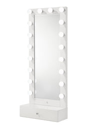 Crown Mark Luxo White Tall Lighted Drawer Box Mirror