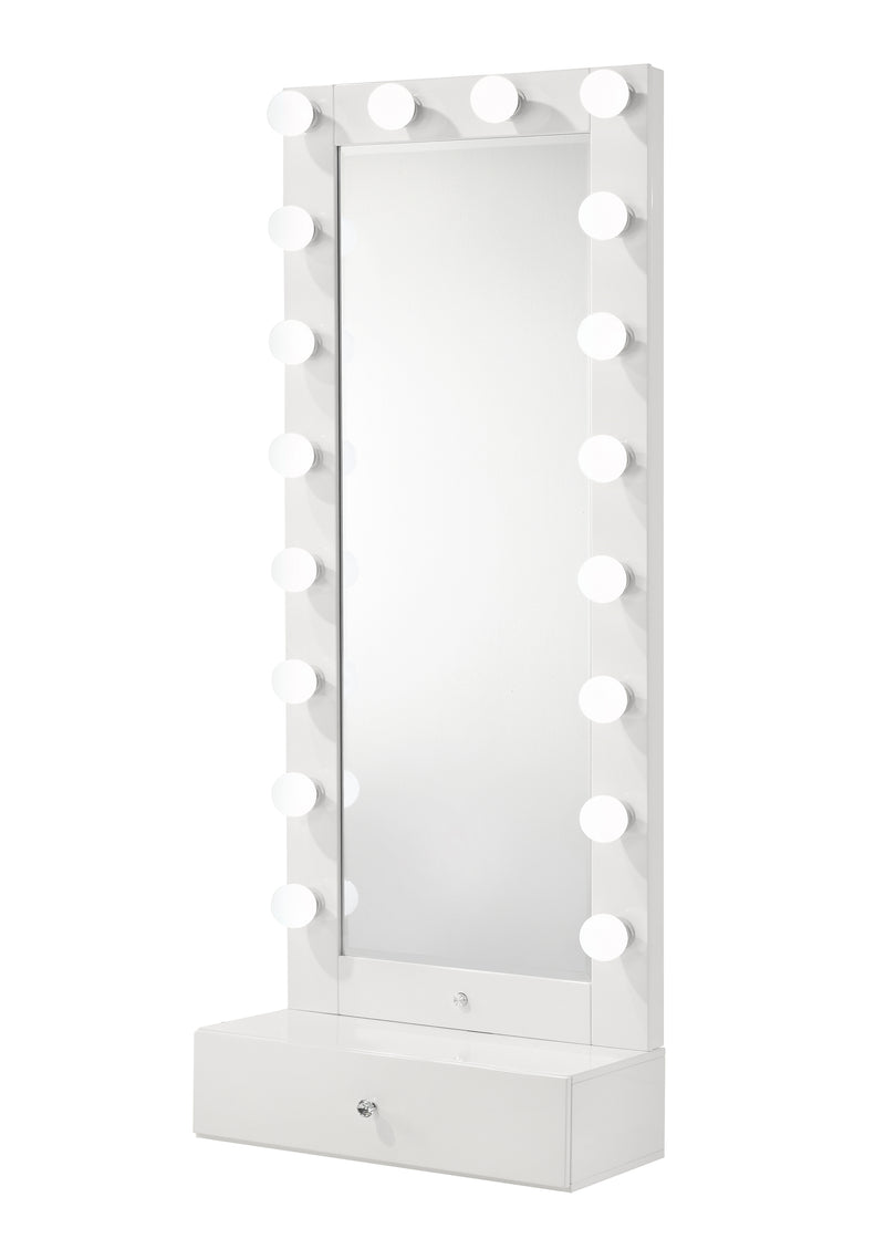 Crown Mark Luxo White Tall Lighted Drawer Box Mirror
