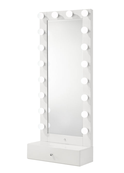 Crown Mark Luxo White Tall Lighted Drawer Box Mirror