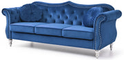 Glory Furniture Hollywood Navy Blue Velvet Fabric 3pc Living Room Set