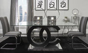 Global Furniture D2207 Black Clear Silver Dining Table