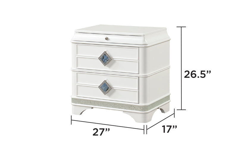 Galaxy Home Laguna Off White 3 Drawer Nightstand