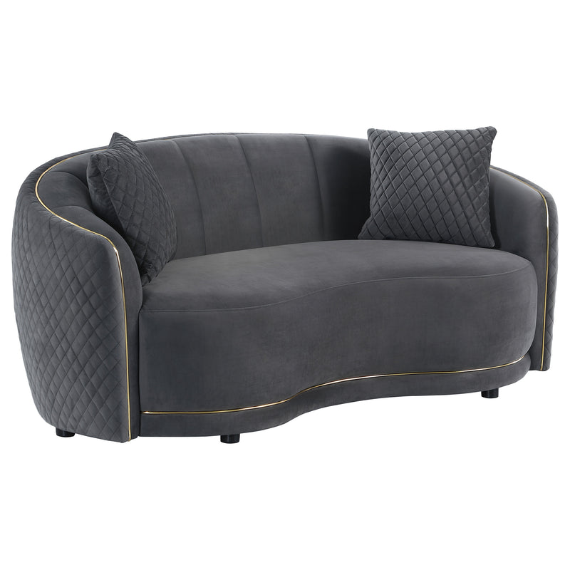 Coaster Furniture Brookside Dark Grey Velvet 2pc Living Room Set