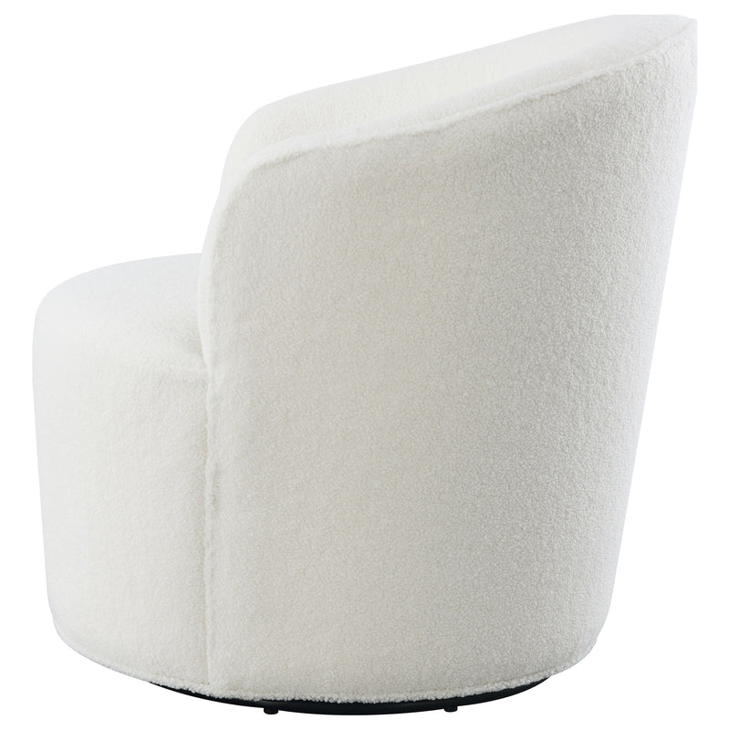Coaster Furniture Joyce White Upholstered Swivel Barrel Chair