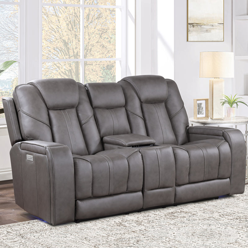 Steve Silver Daniel Leather Triple Power Loveseat