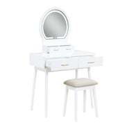 Home Elegance Camilla White Vanity Dresser with Mirror and Stool