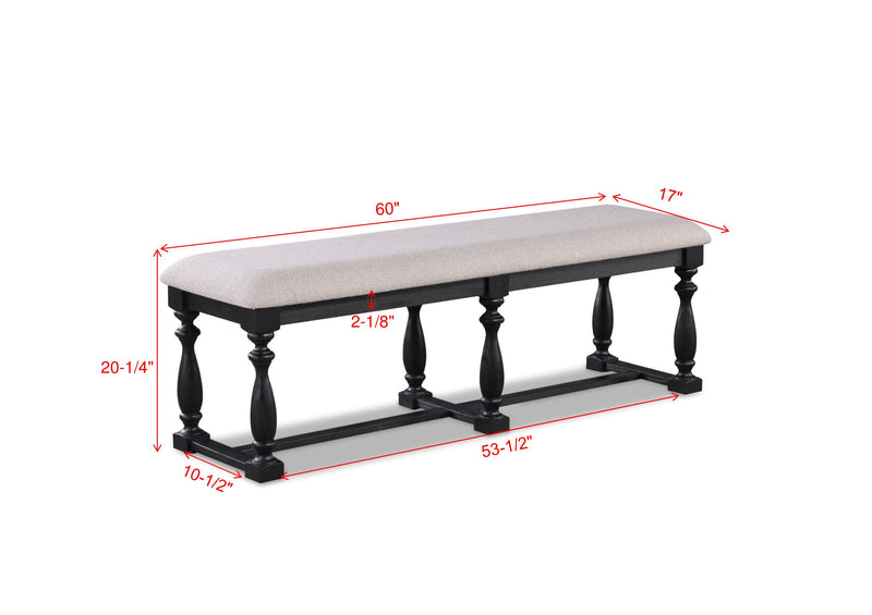 Crown Mark Regent Charcoal Black Bench