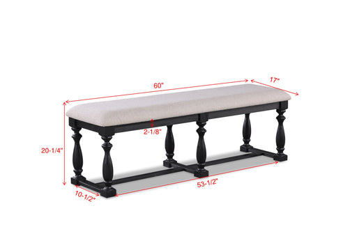 Crown Mark Regent Charcoal Black Bench