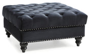 Glory Furniture Nola Black Velvet Reversible Sectional With Ottoman