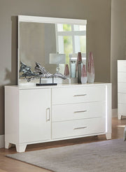 Home Elegance Kerren White High Gloss Dresser and Mirror