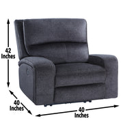 Steve Silver Lovell Charcoal Power Reclining Chair