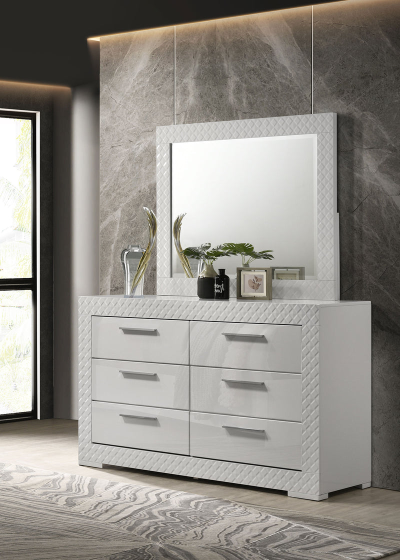 Coaster Furniture Ives Grey High Gloss Dresser and Mirror