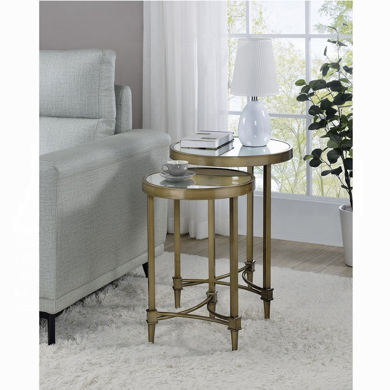Acme Furniture Aditya Antique Brass Nesting Table Set